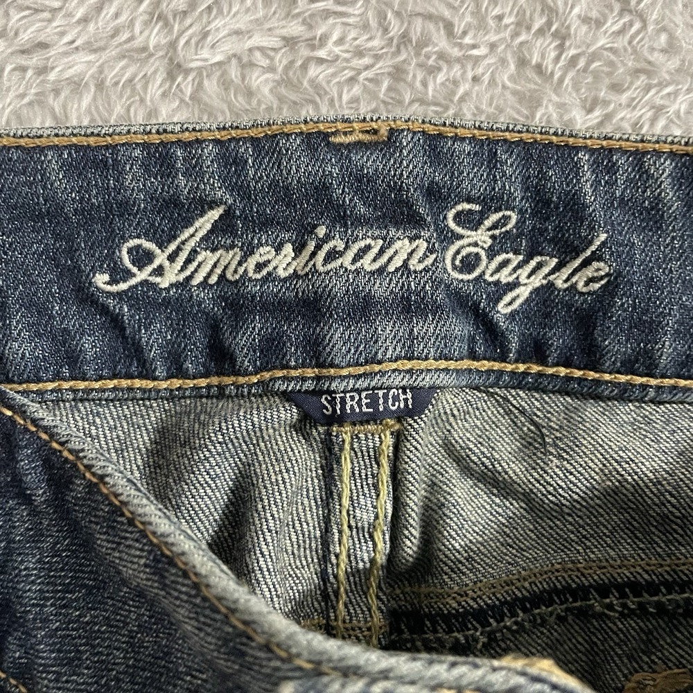 American Eagle Jeans Womens Size 10 Artist Low Rise Dark Wash Blue Denim Stretch - Picture 2 of 8